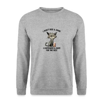 Dictons typiques de la collection de comportement des chats - Sweat-shirt Unisexe - gris chiné - Devant - Alina (178cm) & Michal (187cm)