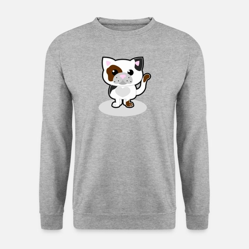 Süße Katze - Unisex Pullover - Weißgrau meliert