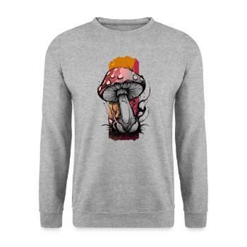 Woodland Gem: Spotted Mushroom - Unisex Sweatshirt - salt & pepper - Front - Alina (178cm) & Michal (187cm)