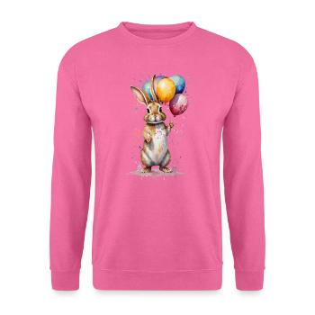 Lapin avec des ballons - Aquarelle - Sweat-shirt Unisexe - rose - Devant