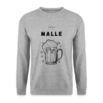 Mallorca Malle Bierkrug Saufen Party - Unisex Pullover - Weißgrau meliert - Vorne - Alina (178cm) & Michal (187cm)