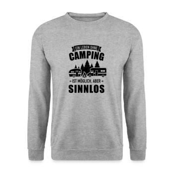 Camping - Unisex Pullover - Weißgrau meliert - Vorne - Alina (178cm) & Michal (187cm)