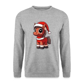 Poneys Noël - Sweat-shirt Unisexe - gris chiné - Devant - Alina (178cm) & Michal (187cm)