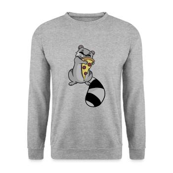 Waschbär, Sketchlu, Shirt, Süß, Tiere, Kinder - Unisex Pullover - Weißgrau meliert - Vorne - Alina (178cm) & Michal (187cm)