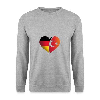 Türkei Deutschland Flaggen Geschenk - Unisex Pullover - Weißgrau meliert - Vorne - Alina (178cm) & Michal (187cm)