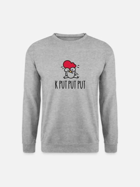 Das lustige Huhn ist müde - Unisex Pullover - Weißgrau meliert