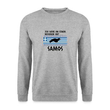 Samos Spruch Griechenland Urlaub - Unisex Pullover - Weißgrau meliert - Vorne - Alina (178cm) & Michal (187cm)