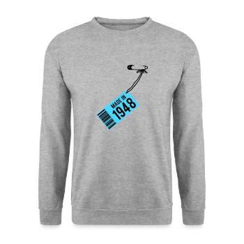 Birthday T-Shirt 1948 - Unisex Sweatshirt - salt & pepper - Front - Alina (178cm) & Michal (187cm)