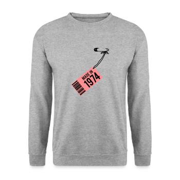Birthday T-Shirt 1974 - Unisex Sweatshirt - salt & pepper - Front - Alina (178cm) & Michal (187cm)
