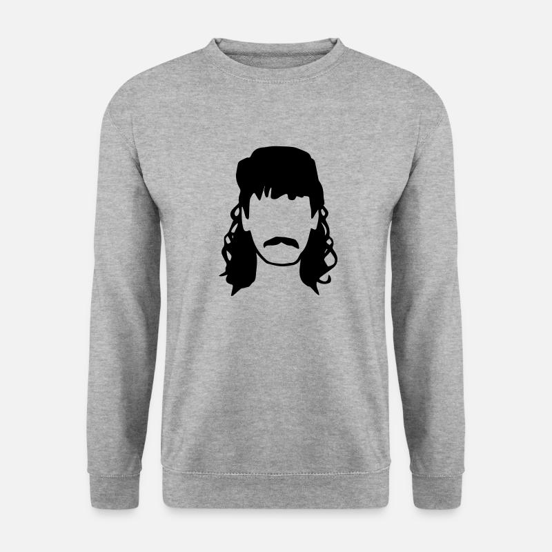 Vokuhila - Unisex Pullover - Weißgrau meliert