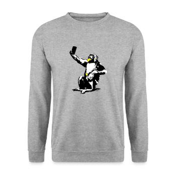 INOLA-SELFIE-04 - Unisex Pullover - Weißgrau meliert - Vorne - Alina (178cm) & Michal (187cm)