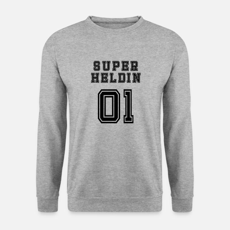 Superheldin - Unisex Pullover - Weißgrau meliert