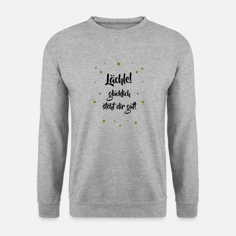 Lächle! Glücklich steht dir gut. - Unisex Pullover - Weißgrau meliert