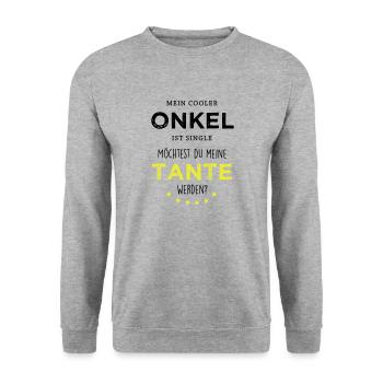Cooler Onkel - Tante - Unisex Pullover - Weißgrau meliert - Vorne - Alina (178cm) & Michal (187cm)