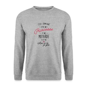 princesse et motarde - Sweat-shirt Unisexe - gris chiné - Devant - Alina (178cm) & Michal (187cm)