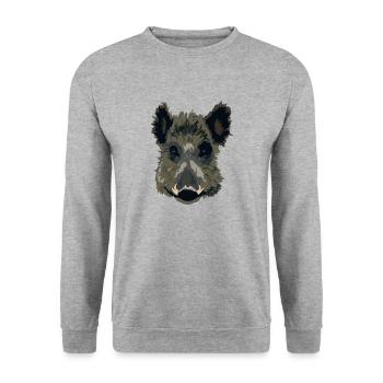 Wilsau or wild boar as a gift - Unisex Sweatshirt - salt & pepper - Front - Alina (178cm) & Michal (187cm)