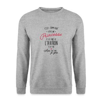princesse et Aviron - Sweat-shirt Unisexe - gris chiné - Devant - Alina (178cm) & Michal (187cm)