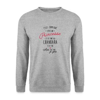 princesse et Chanbara - Sweat-shirt Unisexe - gris chiné - Devant - Alina (178cm) & Michal (187cm)