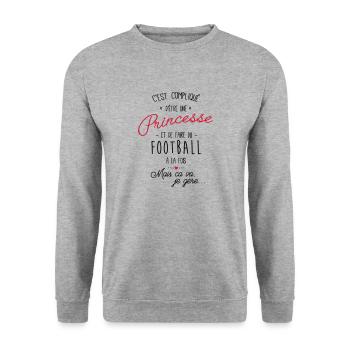 princesse et Football - Sweat-shirt Unisexe - gris chiné - Devant - Alina (178cm) & Michal (187cm)