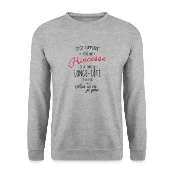 princesse et longe-côte - Sweat-shirt Unisexe - gris chiné - Devant - Alina (178cm) & Michal (187cm)