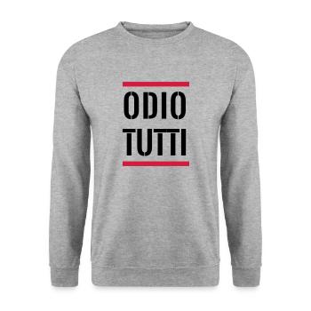 Ich hasse jeden - Unisex Pullover - Weißgrau meliert - Vorne - Alina (178cm) & Michal (187cm)