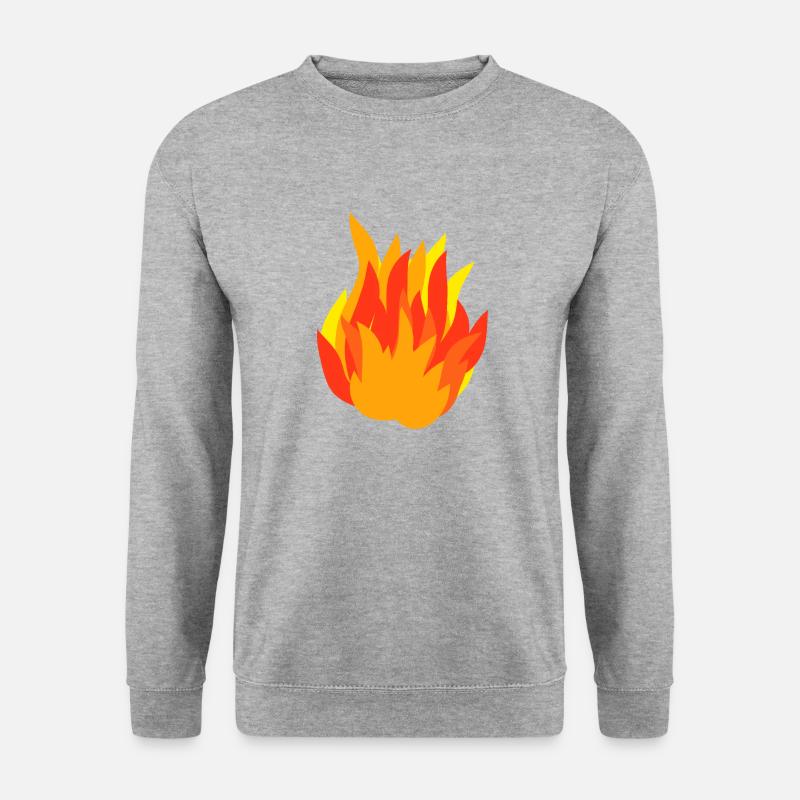 Feuer Flame eines Lagerfeuers, Geschenkidee - Unisex Pullover - Weißgrau meliert