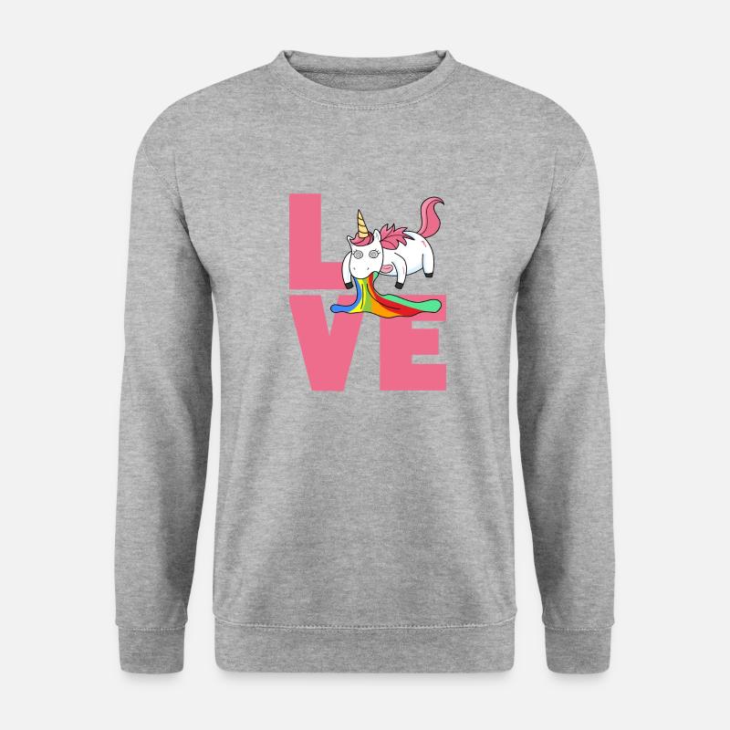 Love Einhorn - Unisex Pullover - Weißgrau meliert