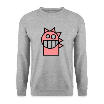 Drachen - Unisex Pullover - Weißgrau meliert - Vorne - Alina (178cm) & Michal (187cm)