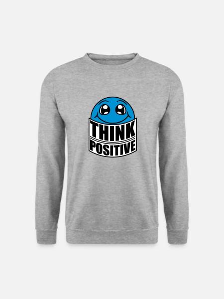 gesicht denken cool think positive positiv bleiben - Unisex Pullover - Weißgrau meliert