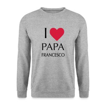 ICH LIEBE DAD FRANCESCO - Unisex Pullover - Weißgrau meliert - Vorne - Alina (178cm) & Michal (187cm)