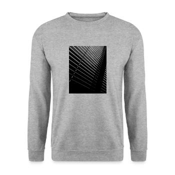 Streifen schwarz transparent - Unisex Pullover - Weißgrau meliert - Vorne - Alina (178cm) & Michal (187cm)