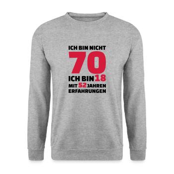 70 Geburtstag - Unisex Pullover - Weißgrau meliert - Vorne - Alina (178cm) & Michal (187cm)