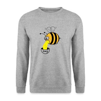 Biene kotzt Honig - Unisex Pullover - Weißgrau meliert - Vorne - Alina (178cm) & Michal (187cm)