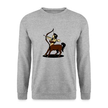 Schütze Horoskop Zentaur girl amazone - Unisex Pullover - Weißgrau meliert - Vorne - Alina (178cm) & Michal (187cm)