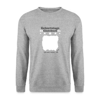 Geburtstags Gästebuch Wunschbuch Geburtstagsfeier - Unisex Pullover - Weißgrau meliert - Vorne - Alina (178cm) & Michal (187cm)