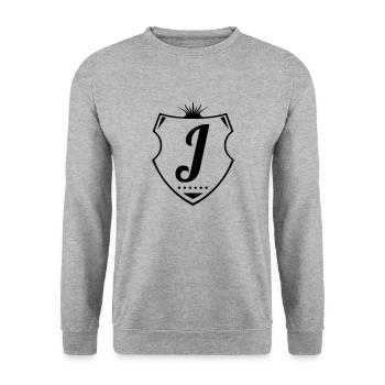 j letter - Unisex Pullover - Weißgrau meliert - Vorne - Alina (178cm) & Michal (187cm)