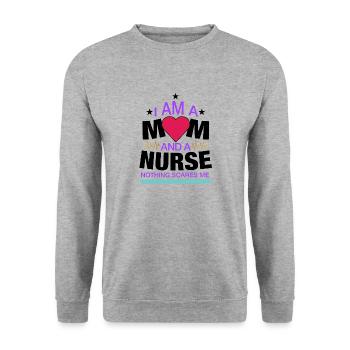 I'm A Mom And A Nurse Nothing Scares Me - Unisex Sweatshirt - salt & pepper - Front - Alina (178cm) & Michal (187cm)