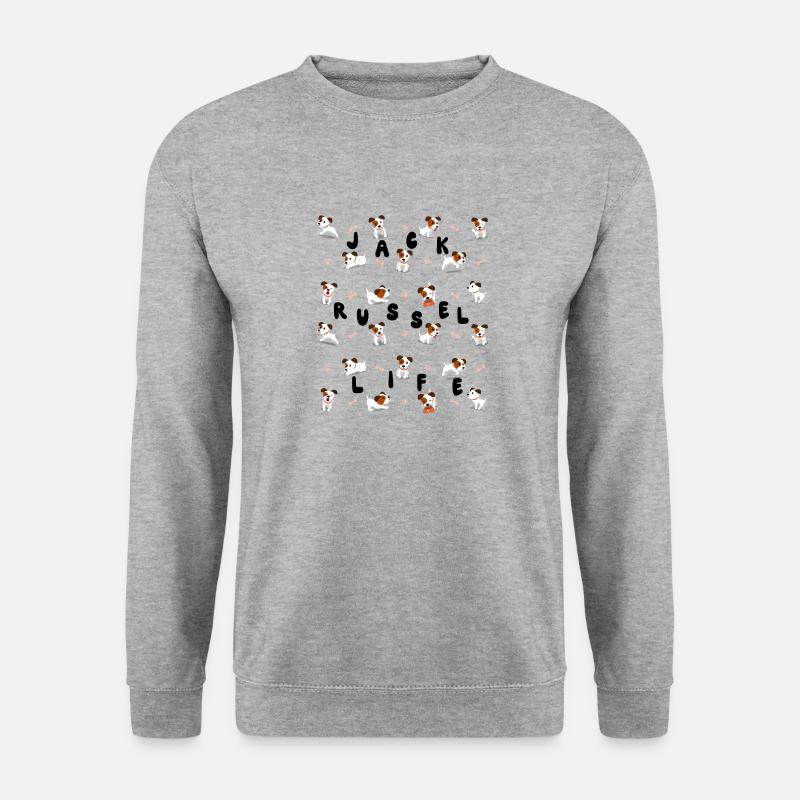 Jack Russel Life - Zubehör T-Shirt Geschenk - Unisex Pullover - Weißgrau meliert