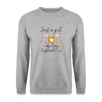 Nur ein Mädchen, das Hochlandkühe liebt - Unisex Pullover - Weißgrau meliert - Vorne - Alina (178cm) & Michal (187cm)