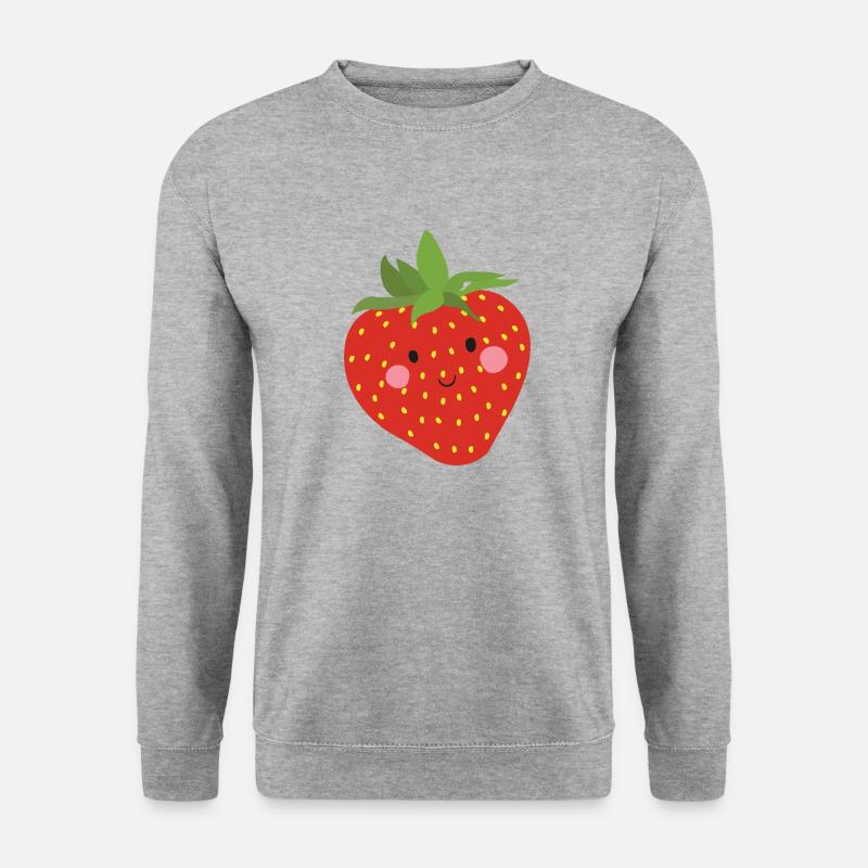 Erdbeere - Unisex Pullover - Weißgrau meliert