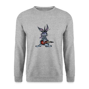 Joe the Bunny rocks on his electric guitar - Unisex Sweatshirt - salt & pepper - Front - Alina (178cm) & Michal (187cm)