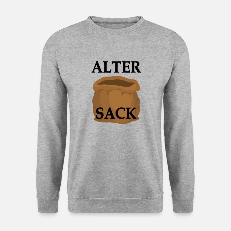 Alter Sack - Version 1 - Happy Birthday - Unisex Pullover - Weißgrau meliert
