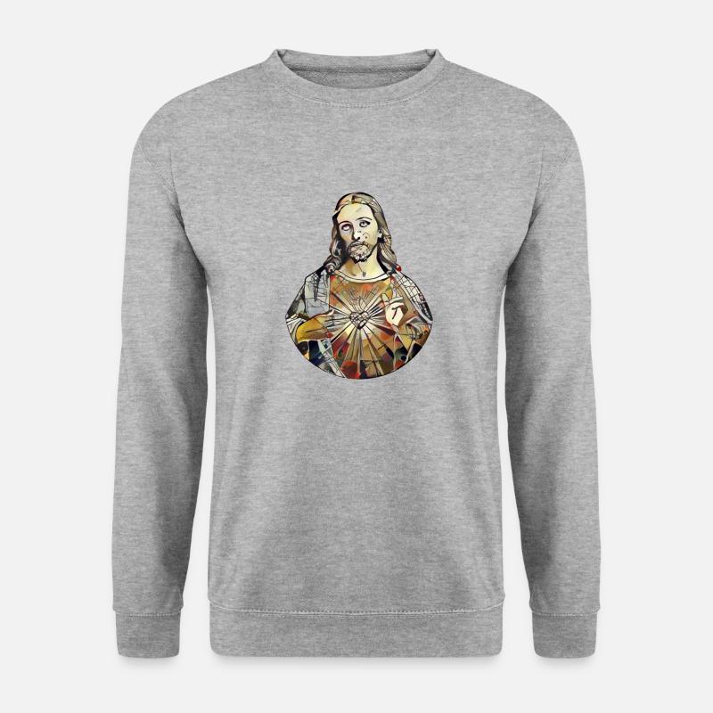 Kandinski Jesus Christ Jesus Christus * Kunst Jesu - Unisex Pullover - Weißgrau meliert