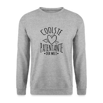 Firmpatin Firmung Patentante Patin Geschenkidee - Unisex Pullover - Weißgrau meliert - Vorne - Alina (178cm) & Michal (187cm)