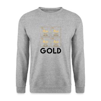 Gold (Au), Gold im Periodensystem, Gold Hoodie - Unisex Pullover - Weißgrau meliert - Vorne - Alina (178cm) & Michal (187cm)