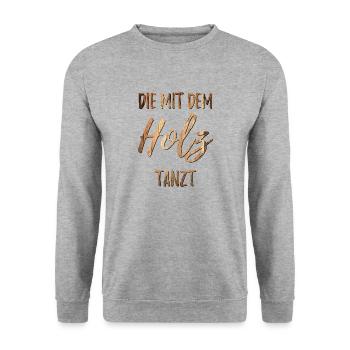 Die mit dem Holz tanzt - Unisex Pullover - Weißgrau meliert - Vorne - Alina (178cm) & Michal (187cm)