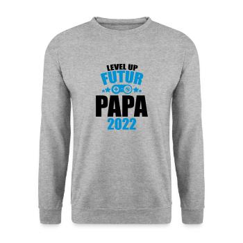 level up futur papa 2022 annonce grossesse papa - Sweat-shirt Unisexe - gris chiné - Devant - Alina (178cm) & Michal (187cm)