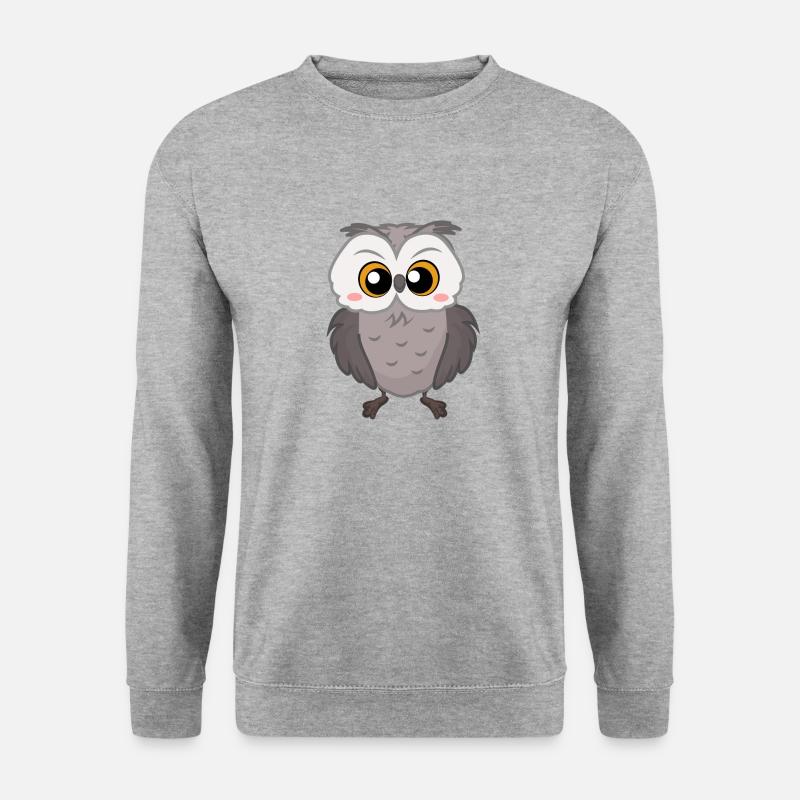 Eule - Unisex Pullover - Weißgrau meliert