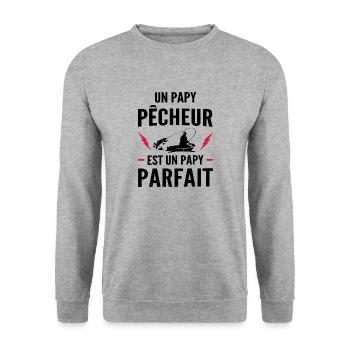 un papy pêcheur est un papy parfait - Sweat-shirt Unisexe - gris chiné - Devant - Alina (178cm) & Michal (187cm)