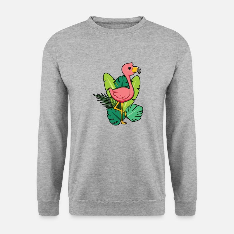 Flamingo - Unisex Pullover - Weißgrau meliert